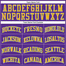 Load image into Gallery viewer, Custom Purple Gold-Light Blue Authentic Throwback Basketball Jersey
