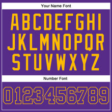 Load image into Gallery viewer, Custom Purple Purple-Gold Authentic Throwback Basketball Jersey
