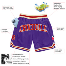 Load image into Gallery viewer, Custom Purple Red-Cream Authentic Throwback Basketball Shorts
