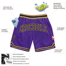 Load image into Gallery viewer, Custom Purple Black-Old Gold Authentic Throwback Basketball Shorts
