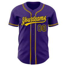 Load image into Gallery viewer, Custom Purple Black-Gold Authentic Baseball Jersey
