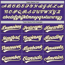 Load image into Gallery viewer, Custom Purple White Old Gold-Black Authentic Baseball Jersey
