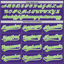 Load image into Gallery viewer, Custom Purple Neon Green-White Authentic Baseball Jersey

