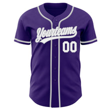 Load image into Gallery viewer, Custom Purple White-Gray Authentic Baseball Jersey
