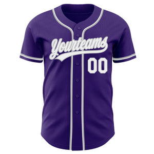 Custom Purple White-Gray Authentic Baseball Jersey