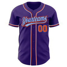 Load image into Gallery viewer, Custom Purple Orange-Light Blue Authentic Baseball Jersey
