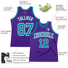 Load image into Gallery viewer, Custom Purple Teal-White Authentic Throwback Basketball Jersey

