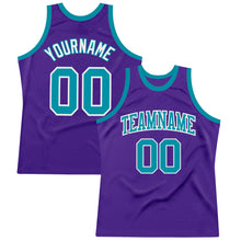 Load image into Gallery viewer, Custom Purple Teal-White Authentic Throwback Basketball Jersey
