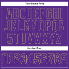 Load image into Gallery viewer, Custom Purple Purple Old Gold-Black Authentic Throwback Basketball Jersey
