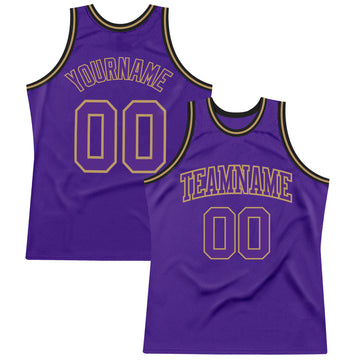 Custom Purple Purple Old Gold-Black Authentic Throwback Basketball Jersey
