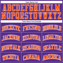 Load image into Gallery viewer, Custom Purple Orange-White Authentic Throwback Basketball Jersey
