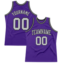 Load image into Gallery viewer, Custom Purple Gray-Black Authentic Throwback Basketball Jersey

