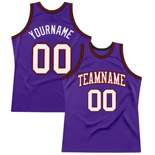 Load image into Gallery viewer, Custom Purple White Red-Black Authentic Throwback Basketball Jersey
