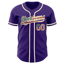Load image into Gallery viewer, Custom Purple Vintage USA Flag-Cream Authentic Baseball Jersey
