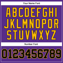 Load image into Gallery viewer, Custom Purple Black Pinstripe Black-Gold Authentic Basketball Jersey
