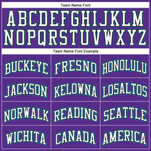 Load image into Gallery viewer, Custom Purple Black Pinstripe White-Teal Authentic Basketball Jersey

