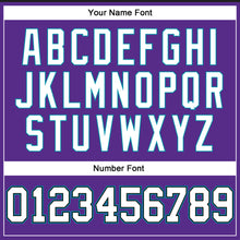 Load image into Gallery viewer, Custom Purple Black Pinstripe White-Teal Authentic Basketball Jersey

