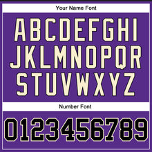 Load image into Gallery viewer, Custom Purple Black Pinstripe Black-Cream Authentic Basketball Jersey
