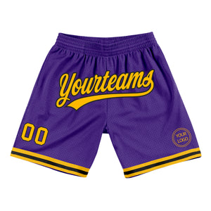 Custom Purple Gold-Black Authentic Throwback Basketball Shorts