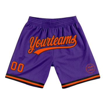 Custom Purple Orange-Black Authentic Throwback Basketball Shorts