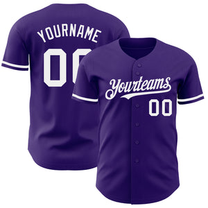 Custom Purple White Authentic Baseball Jersey