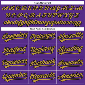 Custom Purple Black Pinstripe Old Gold Authentic Baseball Jersey