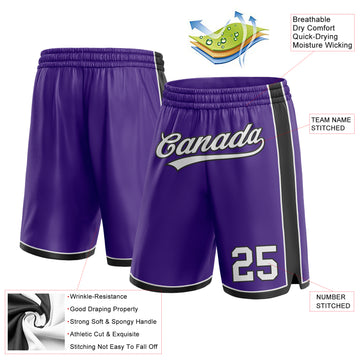 Custom Purple White-Black Authentic Basketball Shorts