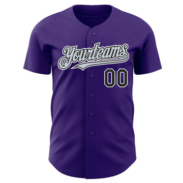 Custom Purple Black Silver-White Authentic Baseball Jersey