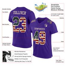 Load image into Gallery viewer, Custom Purple Vintage USA Flag-City Cream Mesh Authentic Football Jersey
