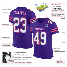 Load image into Gallery viewer, Custom Purple White Black-Pink Mesh Authentic Football Jersey
