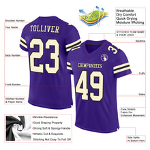 Load image into Gallery viewer, Custom Purple Cream-Black Mesh Authentic Football Jersey
