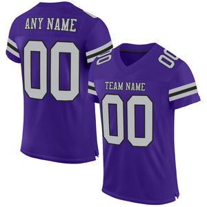 Custom Purple Gray-Black Mesh Authentic Football Jersey