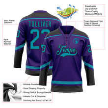 Load image into Gallery viewer, Custom Purple Teal-Black Hockey Lace Neck Jersey
