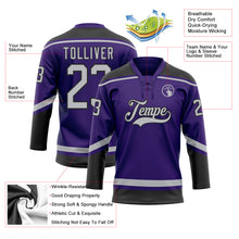 Load image into Gallery viewer, Custom Purple Gray-Black Hockey Lace Neck Jersey
