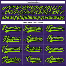Load image into Gallery viewer, Custom Purple Neon Green-Black Hockey Lace Neck Jersey
