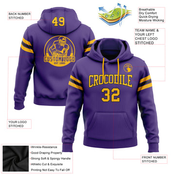Custom Stitched Purple Gold-Black Football Pullover Sweatshirt Hoodie