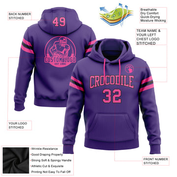 Custom Stitched Purple Pink-Black Football Pullover Sweatshirt Hoodie