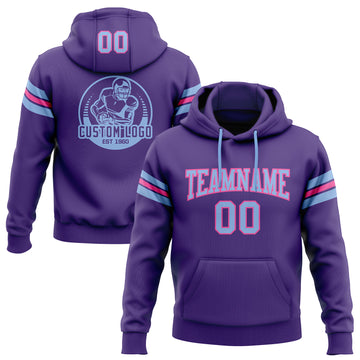 Custom Stitched Purple Light Blue-Pink Football Pullover Sweatshirt Hoodie