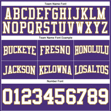 Load image into Gallery viewer, Custom Stitched Purple White-Old Gold Football Pullover Sweatshirt Hoodie
