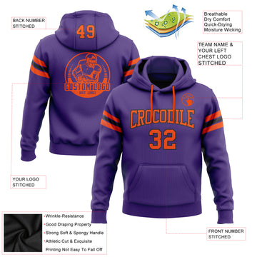 Custom Stitched Purple Orange-Black Football Pullover Sweatshirt Hoodie