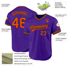 Load image into Gallery viewer, Custom Purple Orange-Black Authentic Throwback Baseball Jersey

