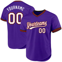 Load image into Gallery viewer, Custom Purple Red-Black Authentic Throwback Baseball Jersey
