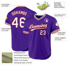 Load image into Gallery viewer, Custom Purple White-Red Authentic Throwback Baseball Jersey
