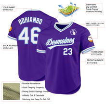 Load image into Gallery viewer, Custom Purple White-Light Blue Authentic Throwback Baseball Jersey
