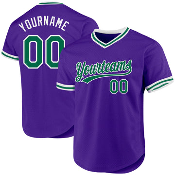 Custom Purple Kelly Green-White Authentic Throwback Baseball Jersey