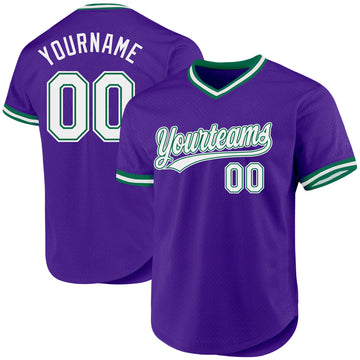 Custom Purple White-Kelly Green Authentic Throwback Baseball Jersey