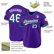 Load image into Gallery viewer, Custom Purple Black-Teal Authentic Throwback Baseball Jersey
