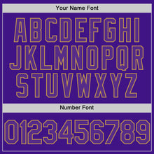 Load image into Gallery viewer, Custom Purple Old Gold-Black Authentic Throwback Baseball Jersey
