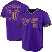 Load image into Gallery viewer, Custom Purple Old Gold-Black Authentic Throwback Baseball Jersey
