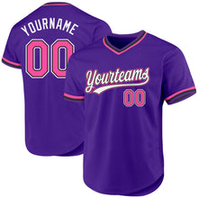 Load image into Gallery viewer, Custom Purple Pink-Black Authentic Throwback Baseball Jersey
